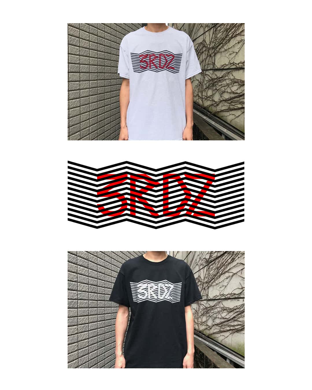 Geometric t-shirt graphic for 3RDZ Crew, Japan.