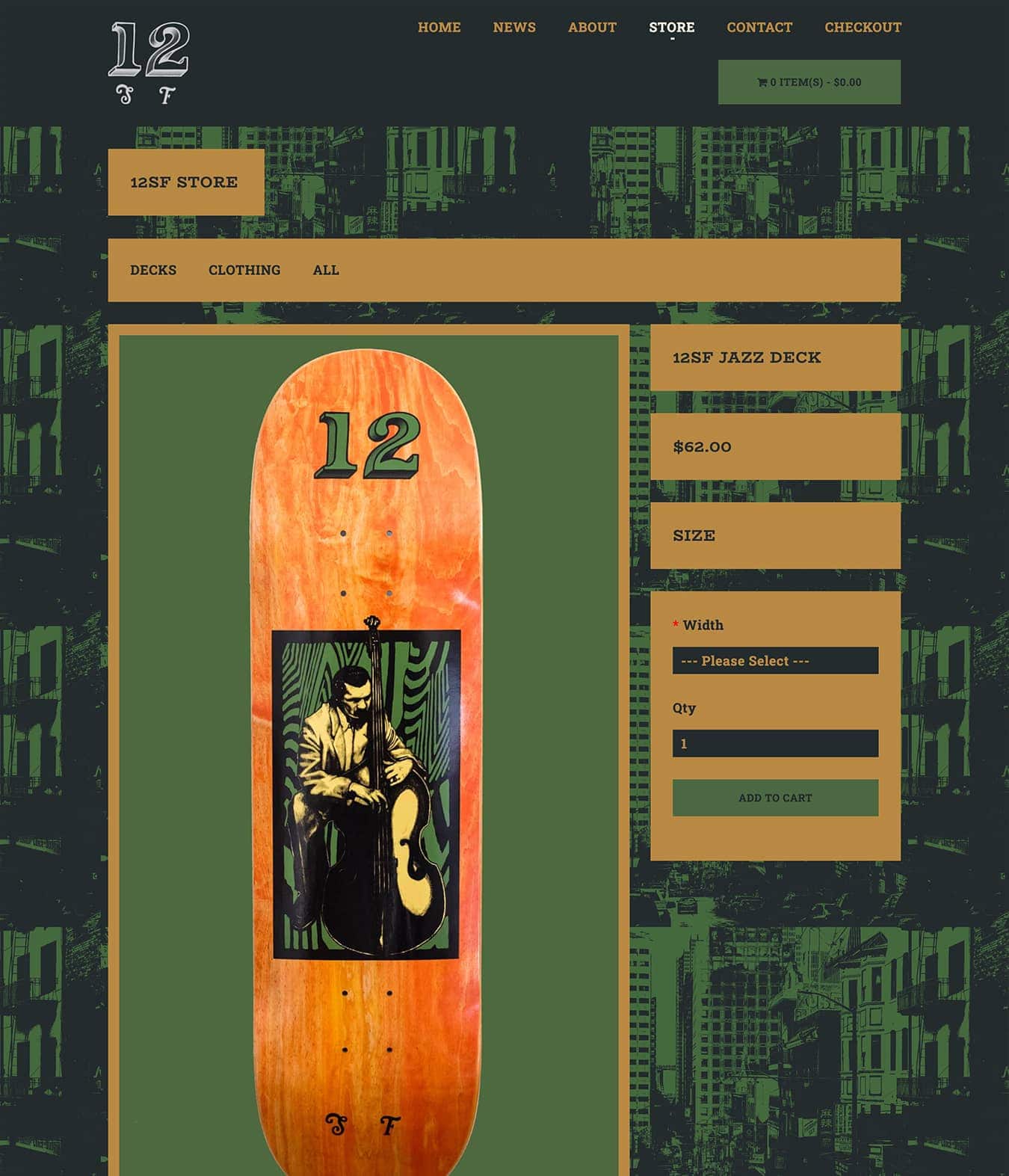 12SF skateboard store - Custom OpenCart development for a small San Francisco-based business. Design and code by Chris Morgan Creative.
