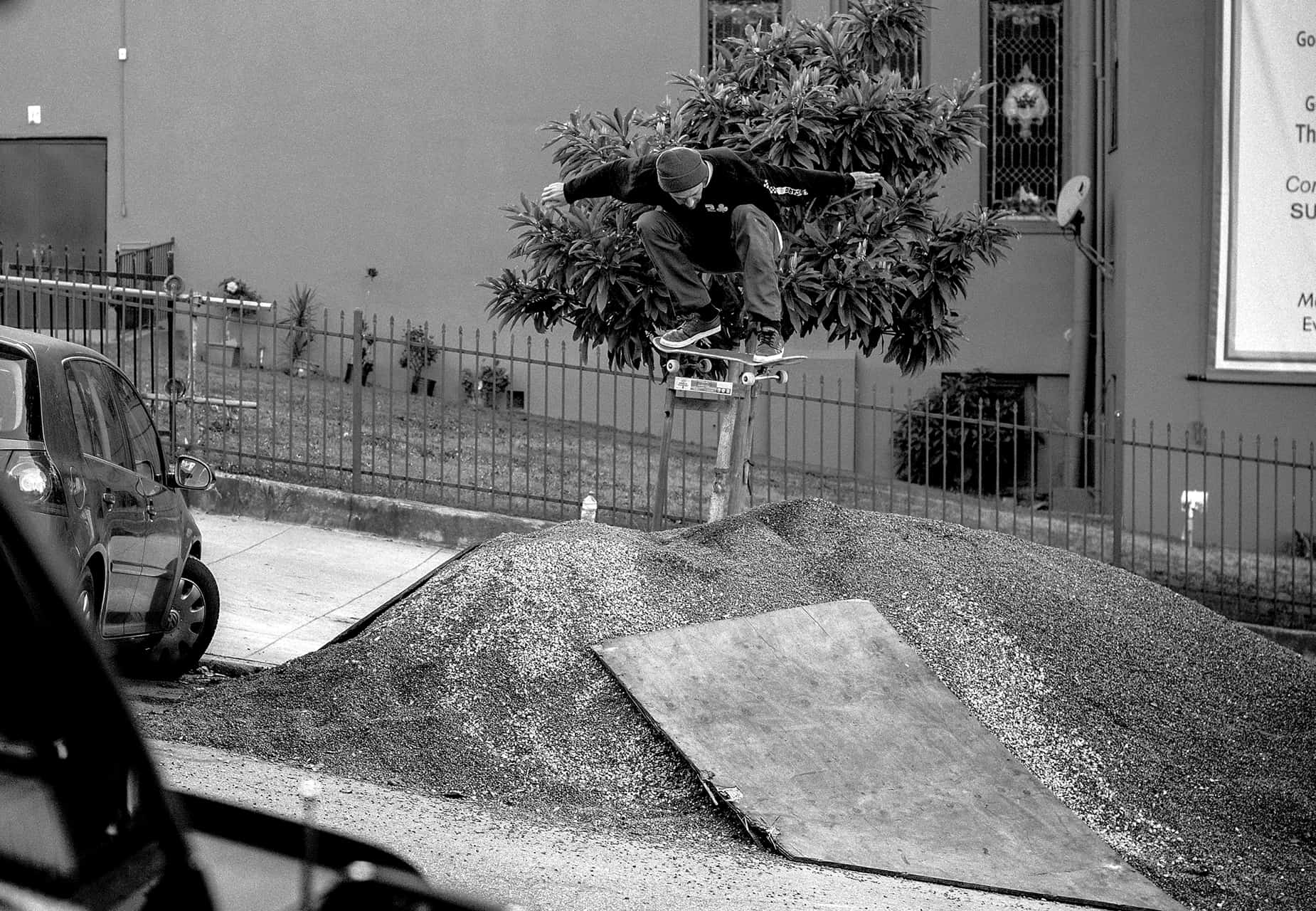 Tom Brinkerhoff bump ollie in San Francisco. Skate photo by Chris Morgan.